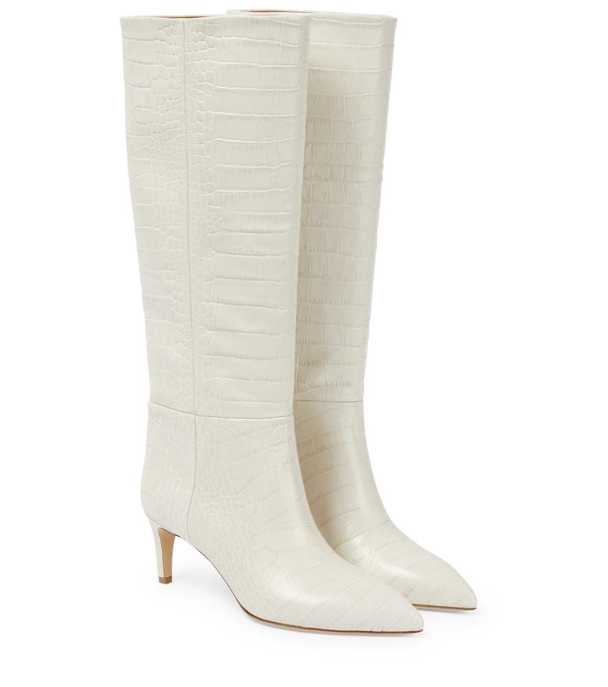 【関税込み】Paris Texas オフホワイト スティレット ブーツ White croc-effect leather heel 85 boots – Paris Texas