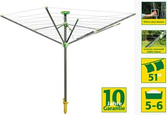 Juwel 30097 Tendedero/secadora Rotativa Novaplus Evolution Lift Paraguas Para Ropa De Aluminio De Alta Calidad, Resistente A La Intemperie Y Al &Oacute;xido, Con M