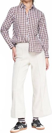 Vilagallo Checkered Long Sleeve Blouse In Brown/white