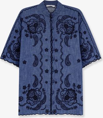 Zimmermann Camicia Aster in denim con ricami in contrasto all-over - ZIMMERMANN - gender_Woman
