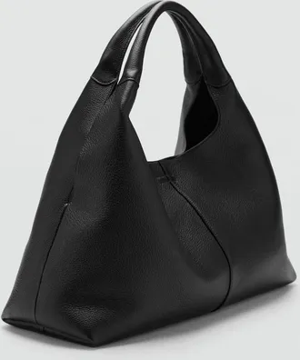 Mango Borsa spalla pelle impuntura nero - Donna - Taglia unica - MANGO