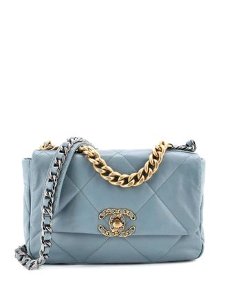 Chanel 19 Flap Bag Quilted Leather Medium crossbody bag - women - Calf Leather - One Size - Blue