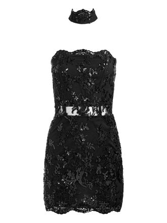 Alice & Olivia Georgie strapless mini-jurk verfraaid met kant - Zwart