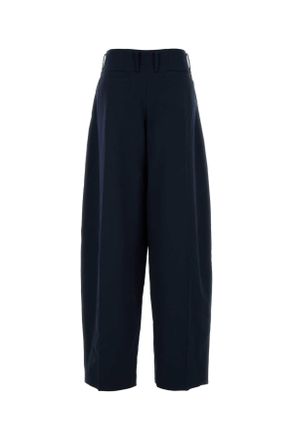Alexander McQueen Womens Navy Blue Wool Wide-Leg Pant Plt Wide Lg Trs Pantaloni