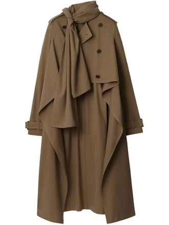 Burberry scarf-detail asymmetric trench coat - women - Silk - 8 - Brown