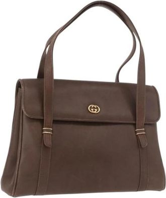 Gucci Pre-owned Hand Bag - Dames - Vintage Handtas - Bruin - ONE Size - Leer - Vintage