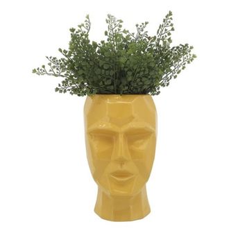 The Rug Market 14791-04_Yellow Ceramic Face 14791-04, 12.5x9x7.75