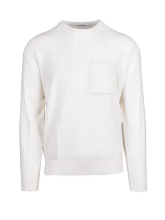 KANGRA Crewneck Wool Pullover With Textured Knit Pocket