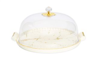 Classic Touch 11 White Porcelain Cake Dome with Gold Design