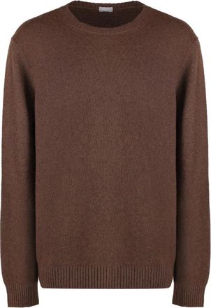 Malo Kasjmier Crew-Neck Sweater- Geribbelde Gebreid - Heren - Cashmere truien - Bruin - 2XL - Kasjmier - Truien & Vesten