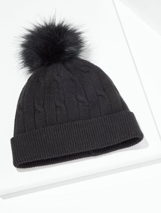 Talbots Soft Cable Knit Beanie - Black - 001 Talbots