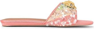 Kurt Geiger Schoenen, Dames, Veelkleurig, 36 EU, Leer, Kensington Platte Sandaal