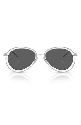 Diesel DL1016 54mm Oval Sunglasses in Matte Silver /Solid Grey at Nordstrom