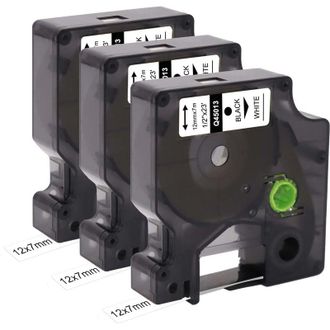 OEM Paquete De Cinta De Etiquetas De Repuesto Compatible Con Dymo D1 45013 S0720530 (12 Mm X 7 M) - Cinta Negra Sobre Blanco Con Dymo Label Manager 160 20