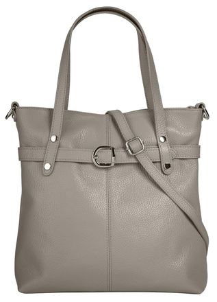 Cluty Shopper CLUTY, Damen, Gr. B/H/T: 30cm x 31cm x 11cm onesize, grau, Leder, leicht gl&auml;nzend, unifarben, Taschen Shopper, echt Leder, Made in Italy
