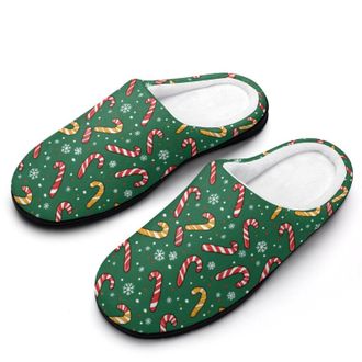 Generic Candy Canes Womens Slippers Warm House Slippers Indoor House Shoes with Anti-Skid Rubber Sole