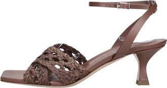Casadei Gevlochten leren sandalen met hak - Dames - Sandalen met hakken - Bruin - 37 EU - Leer - Schoenen