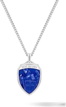 Vincero Mens St. Michael Pendant Necklace in Blue/Silver at Nordstrom, Size 21