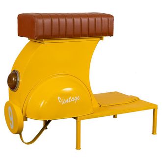 Wanderlust Deco Wanderlust Deco - Taburete De Metal Y Piel Amarillo 95x50x75