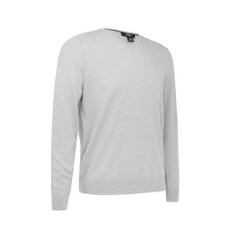 Callaway Heren Ribbel V Hals Merino Trui (Parelblauw)