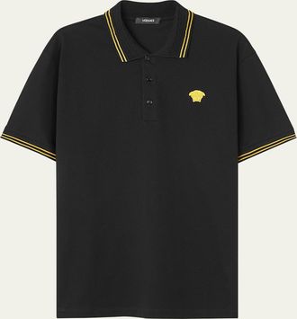 Versace Mens Pop Medusa Tipped Polo Shirt