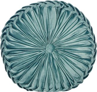 Beliani Coj&iacute;n De Terciopelo Verde Azulado 40 Cm Pliegues Accesorio Minimalista Udala