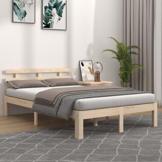 Berkfield Home Bed Frame Solid Wood 140x190 cm in Brown
