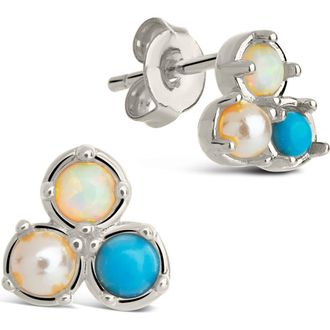 Sterling Forever Bermuda Imitation Pearl Stud Earrings in Silver at Nordstrom Rack