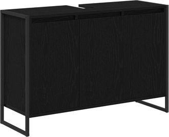vidaXL Gabinete De Ba&ntilde;o Con Almacenamiento Roble Negro 90 X 30 X 60 Cm Vidaxl
