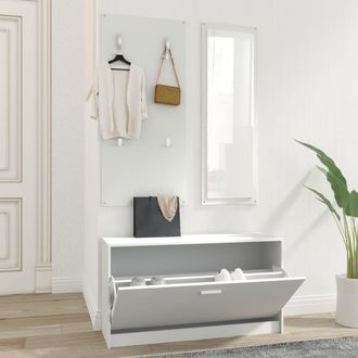 vidaXL Vidaxl - Set De Mueble Zapatero 3 En 1 Madera Contrachapada Blanco