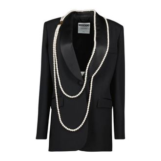 Moschino Blazers, female, Black, S, Pearl Blazer Jacket for Women