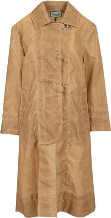 Durazzi Milano Regenjas met leereffect - Dames - Regenjassen - Beige - M - Leer - Jassen