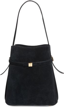 Toteme Belted Suede Bucket Bag in Black at Nordstrom