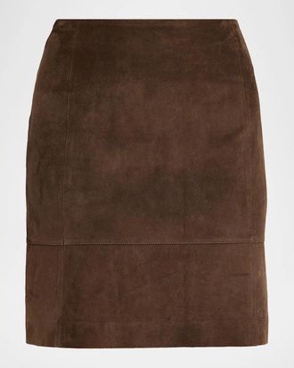 Vince Suede High-Waist Knee Skirt