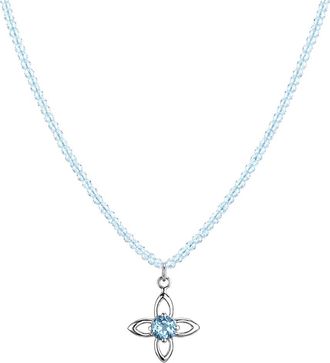 Jewelmak 14K Blue Topaz Necklace