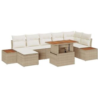vidaXL Conjunto De Sof&aacute; De Jard&iacute;n 8 Pcs Beige Polirat&aacute;n Vidaxl