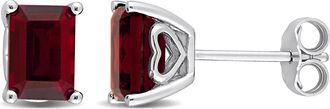 Mimi & Max 2 1/2 CT TGW Emerald Cut Garnet Stud Earrings in Sterling Silver