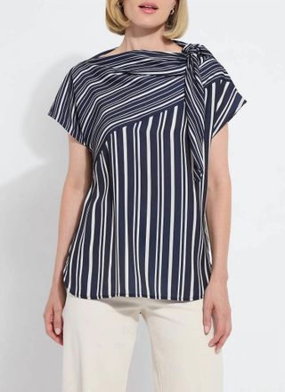 Lyss&eacute; Tamar Stripe Bow-Tie Neck Top In Nautical Collage