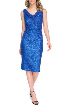 Kensie Cowl Neck Sequin Dress in Cobalt at Nordstrom Rack, Size 8