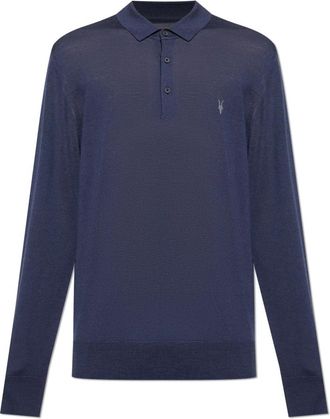 AllSaints Truien & Vesten, Heren, Blauw, XL, Wol, Mode Merino Polo Sweater