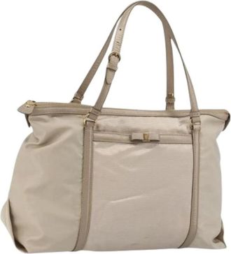 Ferragamo Pre-owned Tote Bags, female, Beige, Size: ONE SIZE Pre-owned Nylon Tote Bag