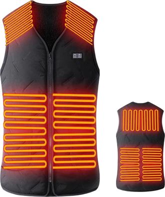 Generic Heated Gilet For Men, USB Washable Heated Vest With Fleece Liner, Lightweight Waterproof Electric Gilet For Winter, 3 Temp Levels, 7 Heating Zones (38
