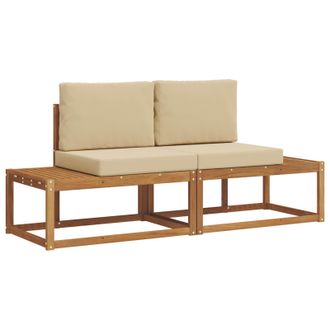 vidaXL Conjunto De Sof&aacute;s De Exterior Con Coj&iacute;n 2 Pcs Natural Vidaxl