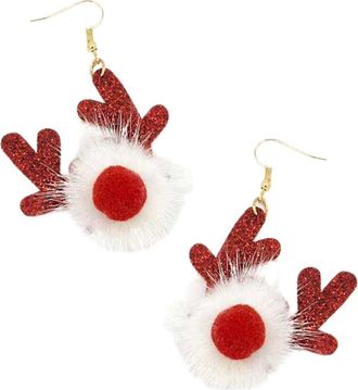A Blonde and Her Bag Red & White Reindeer Holiday Earring