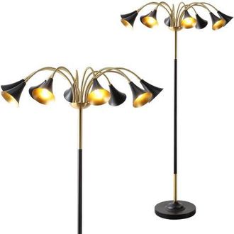 Jonathan Y Designs Vivian 61 10-Light Mid-Century Modern Iron Medusa Multi Head LED Floor Lamp in Brass Gold/black at Nordstrom