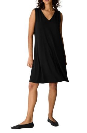 Eileen Fisher Sleeveless Jersey Shift Dress in Black at Nordstrom, Size Xx-Small