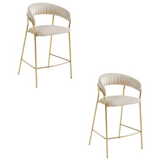 OEM Taburete Badia - Terciopelo Beige / Patas Doradas X 2