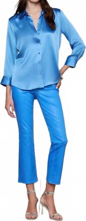 L'agence Dani 3/4 Sleeve Silk Blouse In Regatta Blue