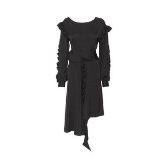 Remain Zwarte Satijnen Jurk Antoinette Stijl - Dames - Casual kleedjes - Zwart - XS - Satijn - Kleedjes
