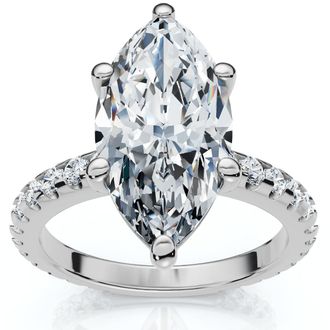Pompeii3 Certified 3.40Ct Marquise Diamond Engagement Ring 14k Gold Lab Grown
